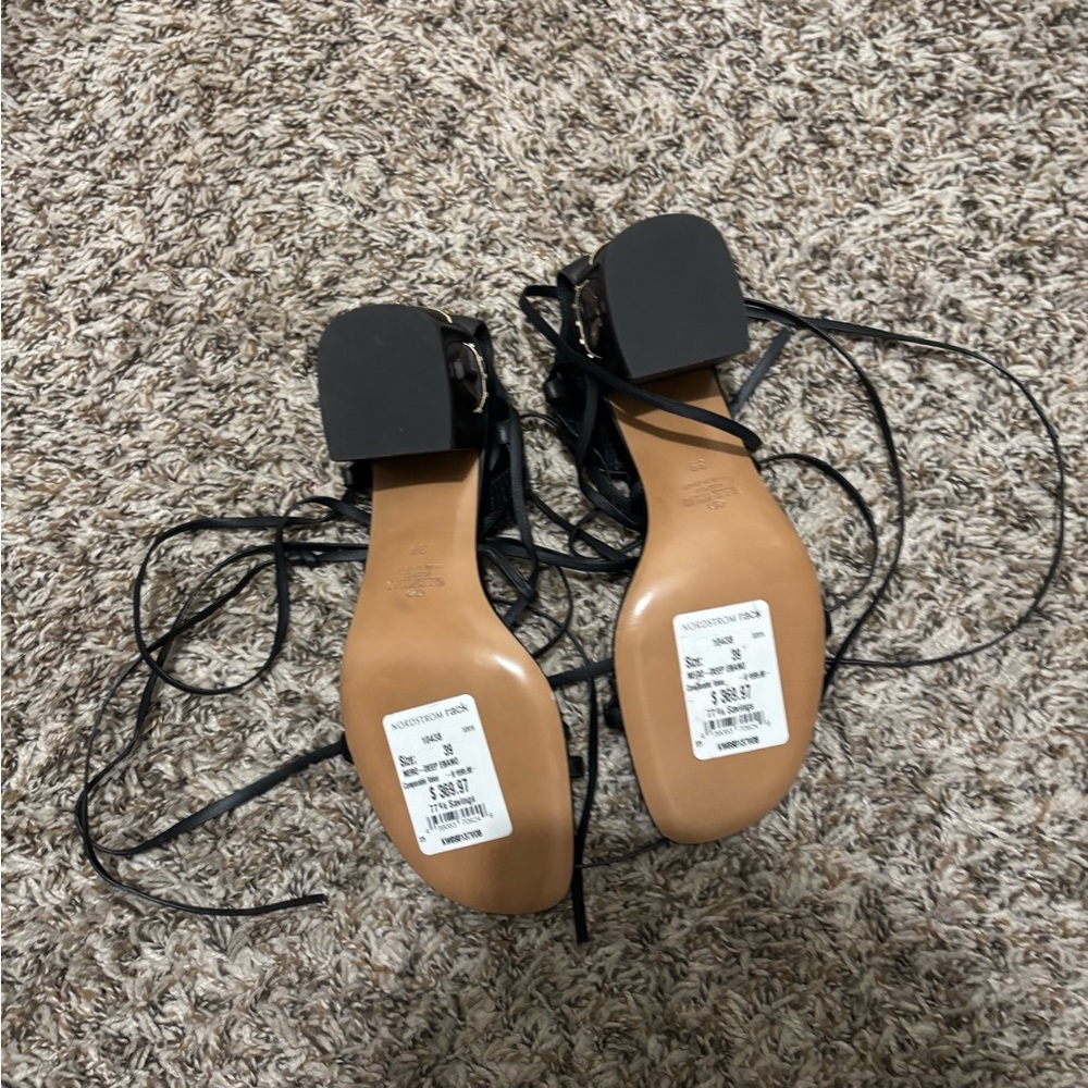 RED Valentino Black Lace-Up Sandals